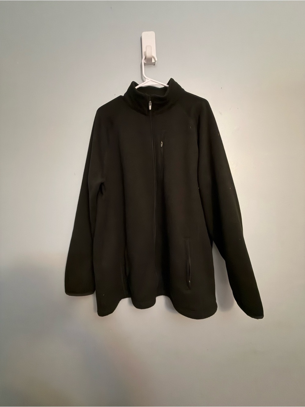 George Black Sherpa Fleece Zip-Up Sweater Stand Collar Size XL Like New